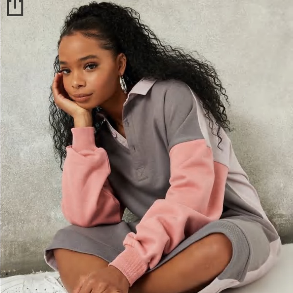 Petite Purple Colorblock Rugby Sweater Dress